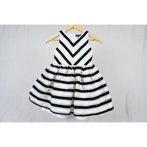 Ava & Yelly Girls' Black White Champagne Striped Dress Size 6Y